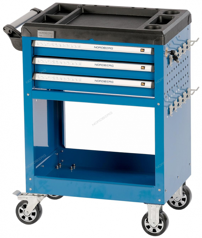 Тележка инструментальная NORDBERG T4N, 3 полки+отсек Тележка инструментальная NORDBERG T4N, 3 полки+отсек