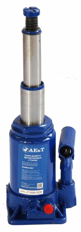 Бутылочный домкрат AE&T T02004, 4 тонны, двухштоковый Бутылочный домкрат AE&T T02004, 4 тонны, двухштоковый